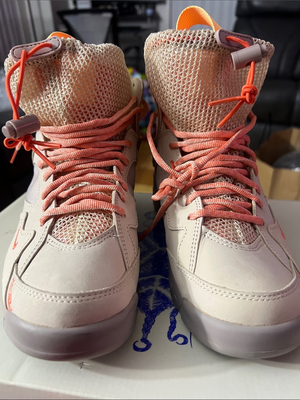 Jordan Women’s Light Pink and Coral High-Top Sneakers